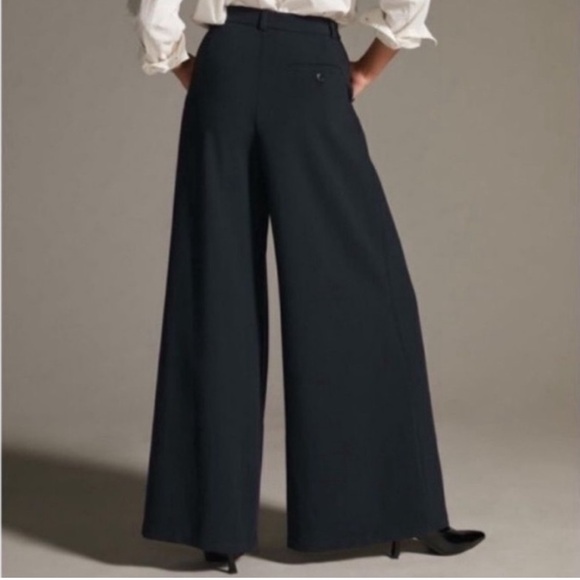 Anthropologie MAEVE Avery Pleated Trousers Wide Leg Pants High Waist Black NWT 4 - Picture 2 of 9